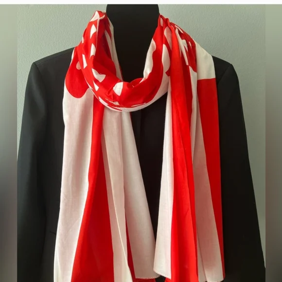 Lacoste Red and White Striped Scarf - Picture 5 of 6